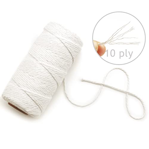 Anvin 984 Feet Cotton Twine Natural Jute Twine Packing Twines Bakers Twine Beige Twine Wrapping Butchers Baking Arts and Crafts Gardening(Pack of 3, 10 Ply 2mm Thick) - color: Beige