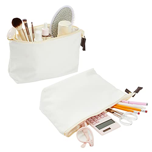 Juvale Canvas Makeup Bag - 6 Pack, 11.75 x 5.5 In, White Cotton - Travel Cosmetic & Toiletry Pouches with Zipper - Blank DIY Canvas Pouches for Crafting & Bridesmaid Gifts - size: 6 Count (Pack of 1)