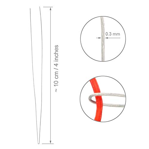 FoRapid 0.3mmx20cm Steel Wire Flexible Durable Collapsible Big Eye Embroidery Beading Needles Easy Threading Sewing Needles Open End for Any Thread Size Jewelry Making 10cm/4in(Folded Length) 10 pcs
