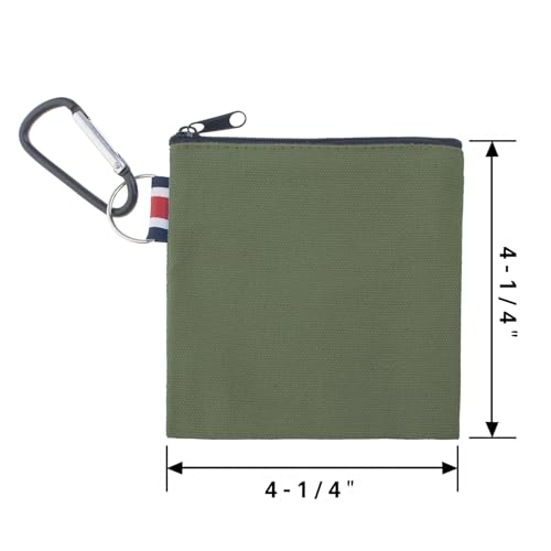 Muka 12 Pack Coin Purse with Carabiner Cotton Canvas Pouch 4-1/4 x 4-1/4 Inches-Mixed - color: Mixed