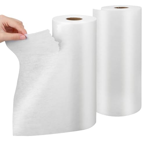 2 Pcs Tear Away Machine Embroidery Stabilizer 12" x 50 Yd Rolls - Medium Weight 1.8 Oz Embroidery Backing for Clothes - Cut into Variable Sizes for Machine & Hand Sewing