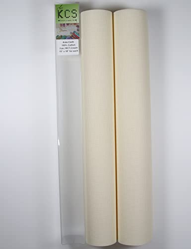 KCS 2 pc of 15" x 18" Counted Cross Stitch Cotton Aida Cloth Needlework Fabric (Cream, 18CT) - color: Cream, size: 18CT