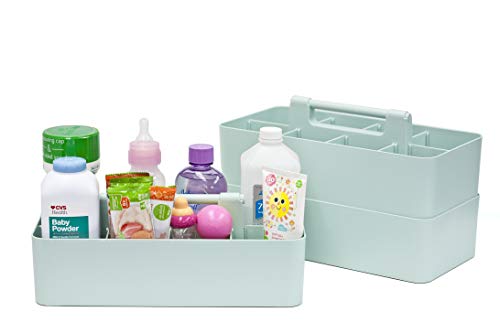 -Large Portable Caddy, DIY Dividers, 8 Compartments, School Office Supplies Home Business Organizer,Portable Basket with Handle Storage Organizer Modern Made in USA (3 PACK, Mint) - color: Mint, size: 3 PACK