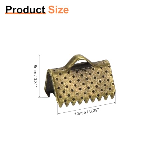 uxcell 280Pcs Ribbon Crimp Clamp Ends, 10mm Bookmark Pinch Crimp Ends, Cord Ends Fasteners Clasp Crimp Ends for DIY Bracelet Necklace Jewelry Making, Bronze Tone - color: Bronze Tone, size: 10mm