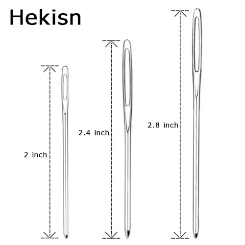 Hekisn Large-Eye Blunt Needles, 6 Piece Pro Quality Stainless Steel Yarn Knitting Needles, Sewing Needles, Crafting Knitting Weaving Stringing Needles (6 Pieces) - color: 6 Pieces