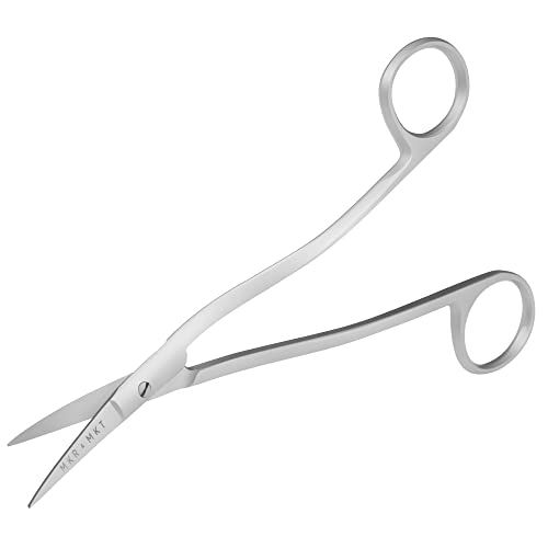 Applique Scissors for Embroidery - Double Curved Handle, 6", Brushed - color: Satin