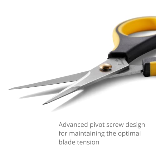 Beaditive Precision Craft Scissors - Stainless Steel Blades With Safety Cap - Ultra Sharp Tip & Non-Slip TPR Handles - For Adult & Kid Paper Crafting, Scrapbooking, Home, Office, and School Use - style: Yellow