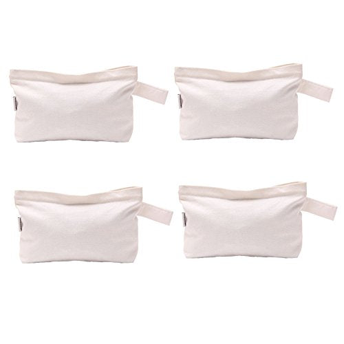 Multi-purpose Cotton Canvas Zipper makeup Bag Pouch 4-pack - color: White