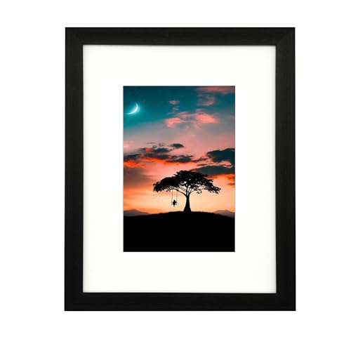 8x10 Photo Frame Gallery Picture frame with 5x7 mat,Freestanding and Wall Mountable,Black - color: Black, size: 8x10