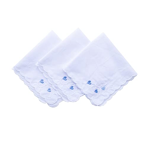 MileyMarla Ladies Embroidery Cotton White Handkerchiefs Lace Wedding Hankies - color: Heart-3pcs