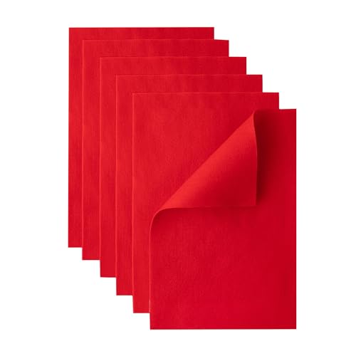HaoFeiJH Red Felt Fabric Sheets - 6PCS Felt Squares - 8x12 1 Colors Soft Felt Squares, 1.5mm for Sewing, Patchwork, Decoration, Embroidering, Book, DIY Craft - color: 0-red