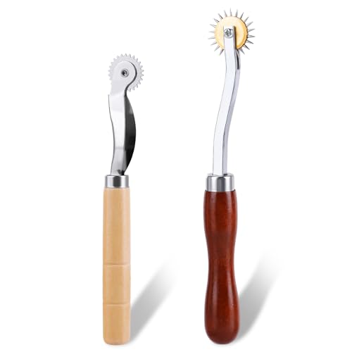 JNENERY 2PCS Tracing Wheel, Sewing Tools Professional Stitch Marking Spacer - color: 2Pcs(Red brown and wood)