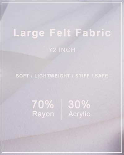 White Felt Fabric 72" x 18", Large Stiff Craft Felt Sheet by The Yard - color: White, size: 72" X 18" (0.5 Yard)