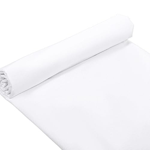 White Material Fabrics Muslin Fabric Cotton Cloth for Sewing 4.7 Oz White Cotton Fabric By The Yard Embroidery Quilting Material Apparel Cloth for Garments 1.6 X 0.5 Yard/59 LX 19.6" W