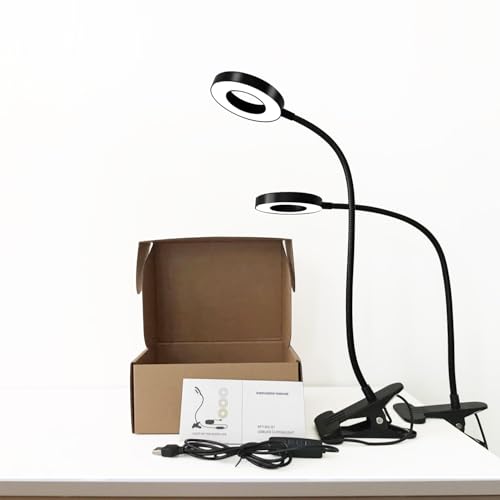 Clamp on Lamp, Desk Lamps, 8W Clip Light, Warm & Daylight & White Light 3 Colors, 10 Dimmable Illumination Modes (3 Pack) - size: 3-pack