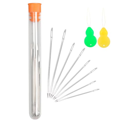 Hekisn Professional Large-Eye Triangle Leather Needles with Threaders for Hand Sewing Repair Stitching Projects (1.6 * 58/1.25 * 52/1.02 * 48/0.95 * 46mm) - size: 1.6*58/1.25*52/1.02*48/0.95*46mm