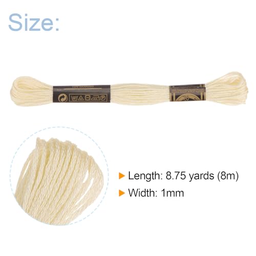 HARFINGTON 12 Skeins Embroidery Floss 8m Each Egyptian Long Fiber Cotton Cross Stitch Thread 26S/2x6 for Embroidery Projects Bracelet, Cream - color: Cream