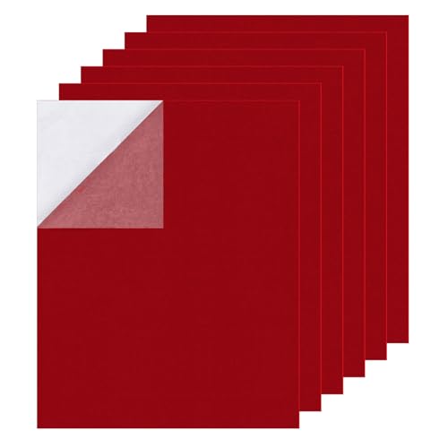 Self Adhesive Felt Sheets, 6PCS 13.4"x10.8" 2mm Thick Red - color: Red