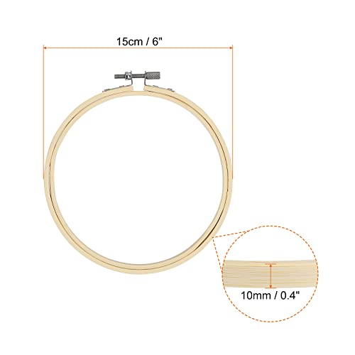 PATIKIL 12 Pieces 6 Inch Embroidery Hoops Round Adjustable Bamboo Circle Cross Stitch Hoop Ring Bulk for Embroidery Art Craft Handy Sewing Decoration - size: 6 Inch