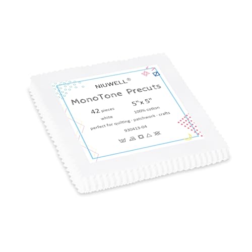 Pre-Cut Cotton Fabric Squares (42pcs 5'' White) - color: 42pcs 5'' White