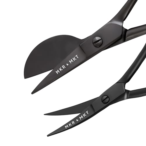 Applique Embroidery Scissors Set - Duckbill & Needlepoint, 4.5", Black - color: Black