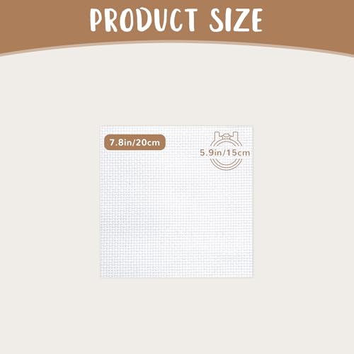10 PCS White Aida Cloth 14 Count Cross Stitch Fabric (7.8×7.8 Inch) - size: 7.8 × 7.8 Inch