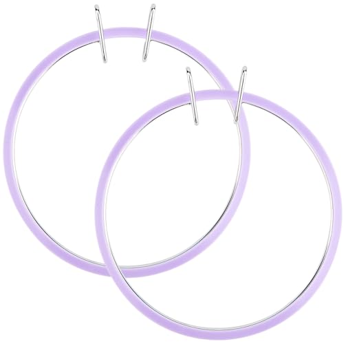 GORGECRAFT 2Pcs Plastic Embroidery Hoops Large Spring Tension Shed Embroidery Hoop Cross Stitch Hoops Darning Circle Round Ring Frame for Handy Sewing Embroidery Cross Stitch Beginners 8.1x7.4x0.9inch - size: 8.1 x 7.4 x 0.9 inch