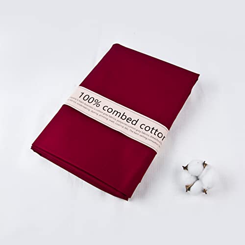 2 Yard Burgundy Cotton Fabric, Natural Cotton Poplin Fabric by The Yard, 59 Inches Wide 100% Cotton Fabric, Soft Embroidery Muslin Quilting Material for Sewing Material Apparel Cloth - color: Burgundy, size: 2 Yards