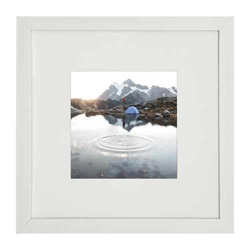 10x10 Photo Frame Gallery Picture frame with 6x6 mat,Freestanding and Wall Mountable,White - color: White, size: 10x10