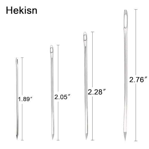 Hekisn Professional Large-Eye Triangle Leather Needles with Threaders for Hand Sewing Repair Stitching Projects (1.83 * 70/1.6 * 58/1.25 * 52/1.02 * 48mm) - size: 1.83*70/1.6*58/1.25*52/1.02*48mm