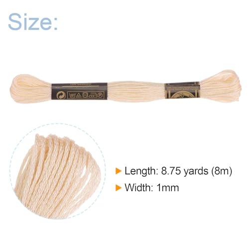 HARFINGTON 12 Skeins Embroidery Floss 8m Each Egyptian Long Fiber Cotton Cross Stitch Thread 26S/2x6 for Embroidery Projects Bracelet, Beige - color: Beige