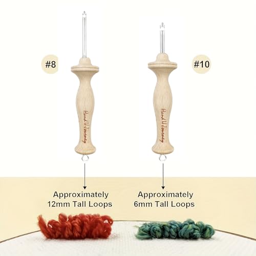 Hand U Journey 10# Regular Size Beech Wood Handle Punch Needle Rug Hooking Tool with Open-Side Design - size: 10#Regular