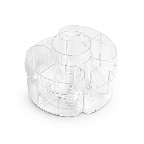Masirs Small 360 Rotating Makeup Organizer, 5 Compartments, Round Clear - color: Round Clear