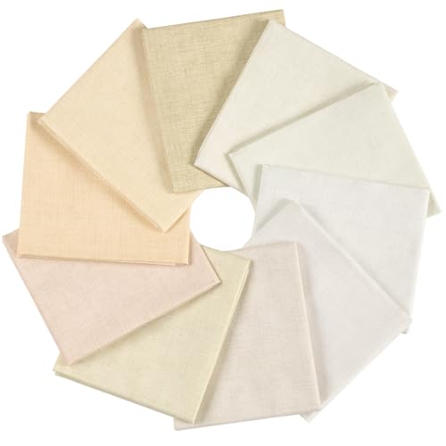 Craftido - 11 Options Solids with Tweed Tonals - Assorted Color Cotton Quilting Fabric Bundles 10pcs Fat Quarters 18"x21" - Medium Weight 5.2oz - for Quilting, Sewing and Crafts - Not Quite White - color: Not Quite White