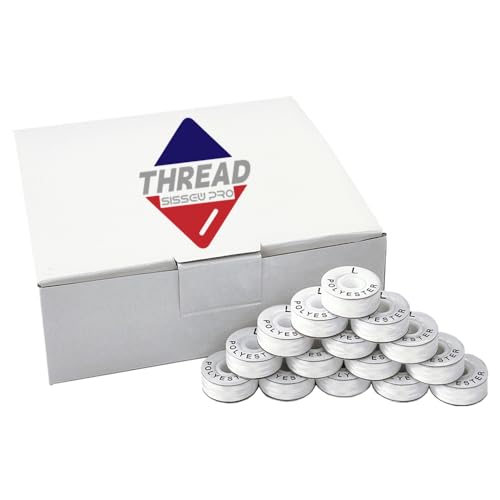 Sissewpro Prewound Bobbin Size L, Cardboard Size L Bobbins, 75D/2(60WT SA155 Size 9.4) Embroidery Bobbins Thread for Brother Babylock Singer Ricoma, 144pcs White Pack - color: SA155 60WT(75D) White