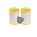 Coats & Clark Cotton All Purpose Sewing Thread 100% Mercerized Cotton 225 Yards Each Spool S970 2 Pack Bundle with 3 Bella's Crafts Needle Threaders (Natural) - color: Natural