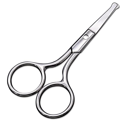 Small Safety Scissors, Round Tip for Nose and Eyebrow Trimming - AsonTao - color: Silver