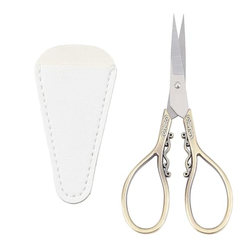 SUNNYCLUE 4.3Inch Embroidery Sewing Scissors Small Precision Detail Alloy Scissors Vintage Shears Sharp Cutter & Leather Scissors Tool Holsters for Fabric Paper Cutting Craft Threading Household - color: Antique Bronze-1pc-sewing Scissors With Cover