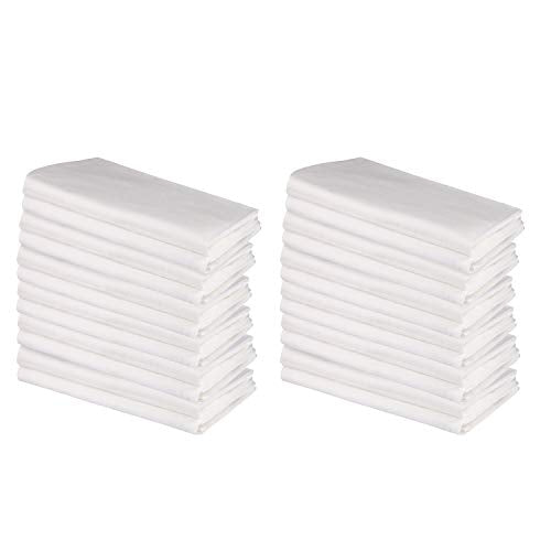 DG Collections 100% Cotton Flour Sack Towels – 24 Pack, 27x27 Inches, White, Lint-Free, Pre-Washed, Hemmed Edges – Reusable Kitchen Towels for Cleaning, Embroidery, Printing & Crafts - White - color: White, size: Set of 24 (27x27 inches)