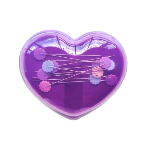 Bequilter Magnetic Sewing Pin Cushion Come with 10pcs Flower Head Pins, Magnetic Sewing Pin Holder Caddy Storage Case Sewing Tool Heart-Shaped (1)