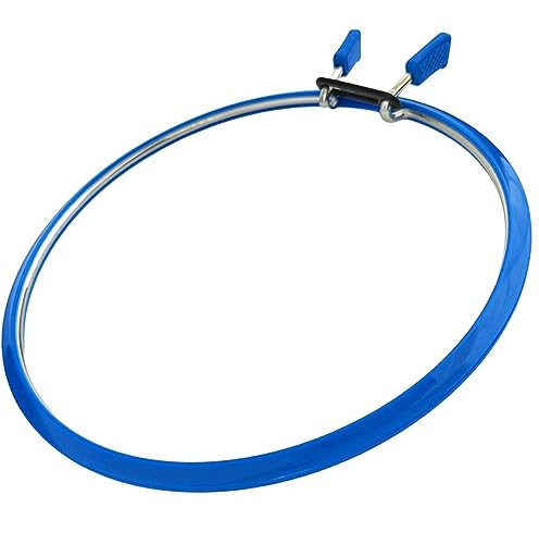 Nurge Metal Embroidery Hoops - Premium Spring Tension Embroidery Hoop for Cross Stitch - Durable Ring with Quick Release Safety Clip - Ideal for Crafters,Beginners & Professionals - Blue - Medium - color: Blue, size: Medium