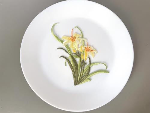Iron/Sew on Applique Repair Patches,Flower Patches,Yellow Orchid Patch - color: Yellow Orchid