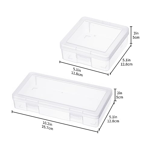 novelinks Clear Pencil Box and Small Plastic Storage Containers with Lids - color: 6 Pack Small + 6 Pack Medium -Clear