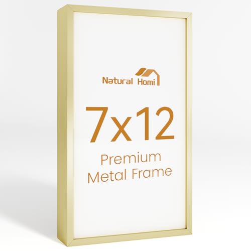 7x12 Aluminum Metal Picture Frame,Tempered Glass Gold Photo Frame 7x12 for Family Photo,Posters,Art,Document to Wall Mount Horizontally or Vertically - size: 7x12