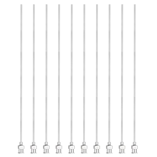 HARFINGTON 10pcs Dispensing Needles 16 Gauge 6 Inch Stainless Steel Blunt Tip Luer Connector for Refilling Glue Oil Thick Liquids Ink Lab Use, Silver - size: 16G 6"