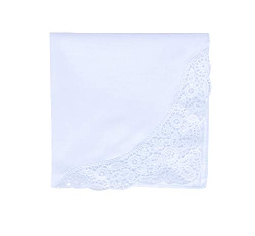 6 Pack of Ladies Embroidery Cotton Handkerchiefs Lace Wedding Hankies - color: F