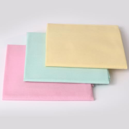 3 Pieces 18 x 21 Inches Cotton Fabric Precut Quilting Fabric Bundles Solid Colors Layer Cakes Quilt Material for DIY Craft Sewing Embroidery (Yellow Pink Light Green) - color: Yellow Pink Light Green