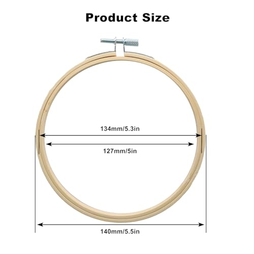 OSVJE 6 Pack Embroidery Hoop, 5 Inch, Small Bamboo Circle Cross Stitch - style: 5"