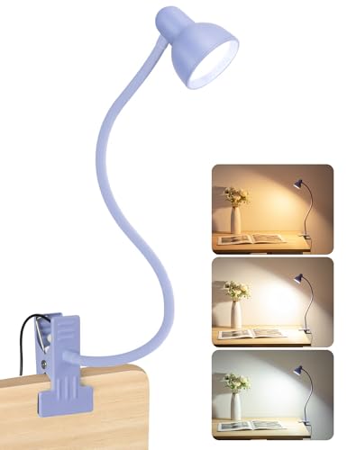 Clip on Lamp USB Reading Light, 3 Color Modes Purple - color: Purple