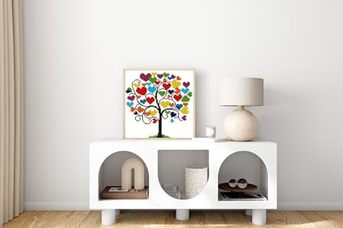 HKLIOPU Stamped Cross Stitch Kits - Love Tree Embroidery Starter Kit for Adult Beginners, 11CT Needlepoint Cross-Stitch Patterns Dimensions Kit Arts and Crafts 13.8X 13.8 inch - color: USL-002